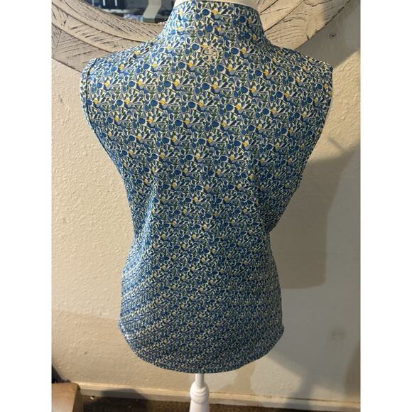 Tory Burch Sport Sleeveless Top S EUC Blue Chicadee Pattern - Picture 5 of 9